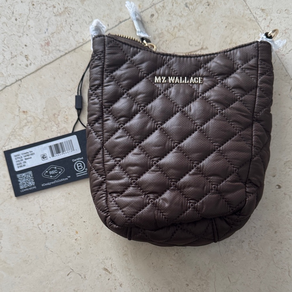 MZ Wallace Chocolate Quilted Crossbody Bag - Crosby Go -walnut